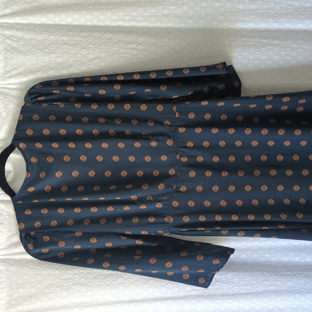 Free People Alexa Duster Navy And Tan Pattern, Women's XS - Picture 8 of 9